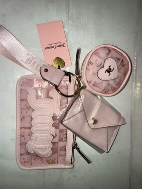 Juicy Couture Light Pink Clear Wristlet with Matching Pouches